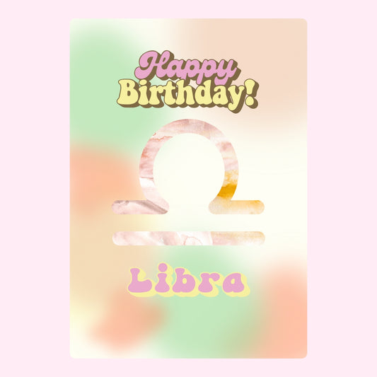 Libra birthday with pastel gradient and zodiac symbol