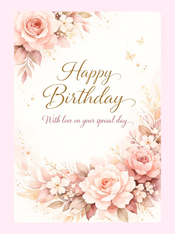 luxury floral happy birthday cake card by post UK letterbox birthday gift edible greeting card with roses