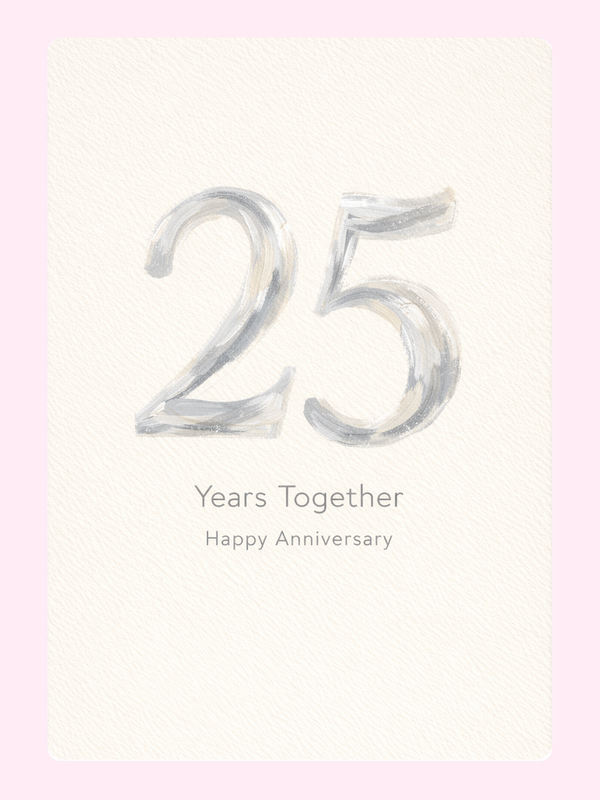 Silver Twenty Five 25th Anniversary Cake Card letterbox cake card with freshly baked cake slices