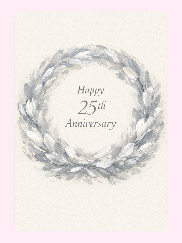 Silver Laurel 25th Anniversary Cake Card letterbox cake card with freshly baked cake slices