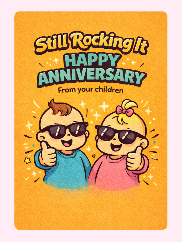 Still Rocking It From Your Children Anniversary Cake Card letterbox cake card with freshly baked cake slices