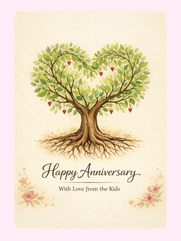 Family Tree From The Kids Anniversary Cake Card letterbox cake card with freshly baked cake slices