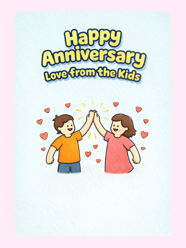 High Five From The Kids Anniversary Cake Card letterbox cake card with freshly baked cake slices