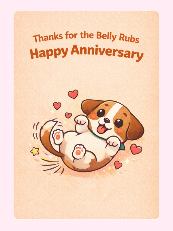 Thanks For The Belly Rubs Anniversary Cake Card
