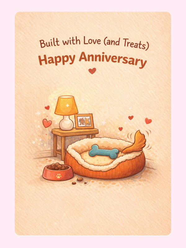 Built With Love And Treats Anniversary Cake Card