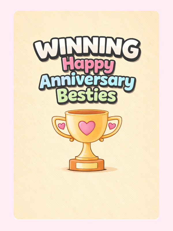 Winning Besties Anniversary Cake Card, for a friend