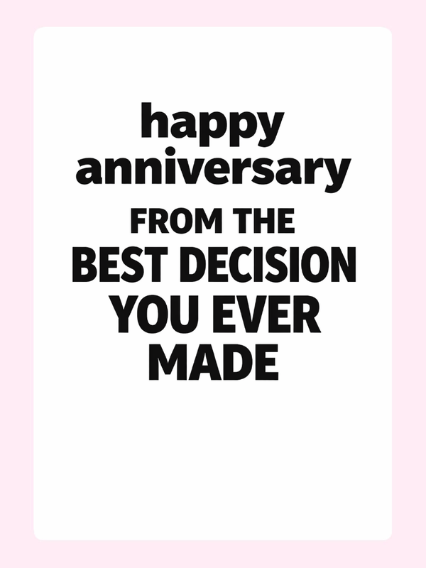 Best Decision You Ever Made Funny Anniversary Cake Card letterbox cake card with freshly baked cake slices
