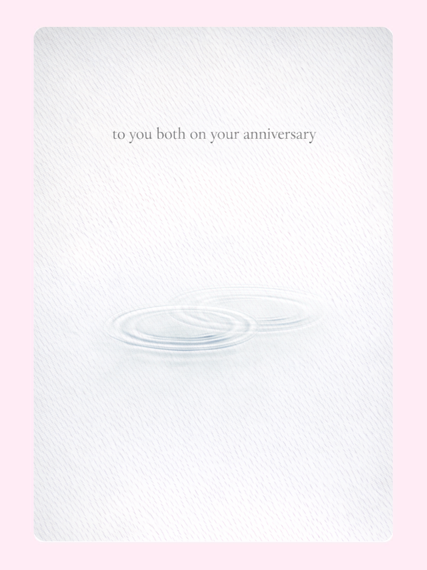 Still Waters To You Both Anniversary Cake Card letterbox cake card with freshly baked cake slices