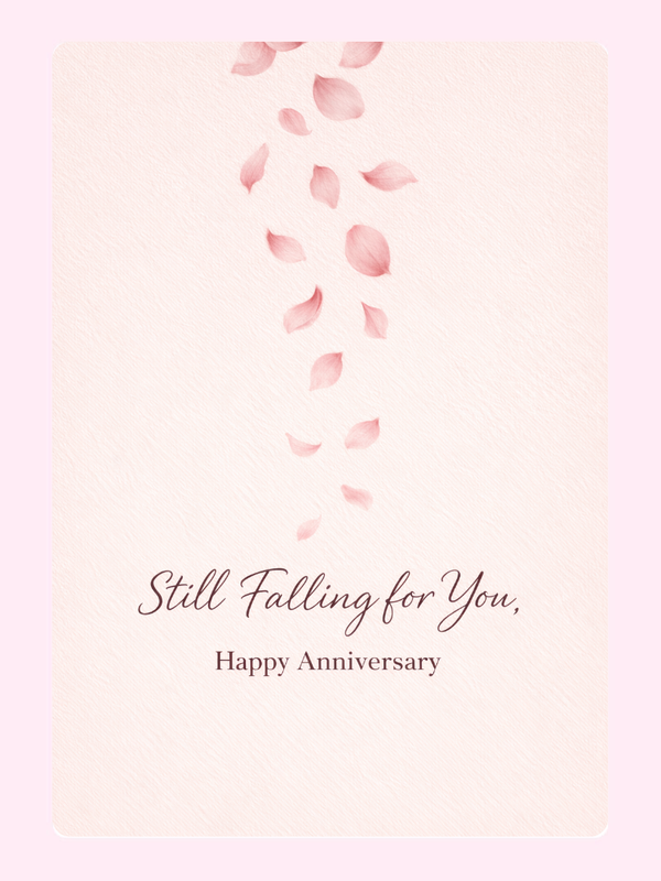 Still Falling For You Petals Anniversary Cake Card