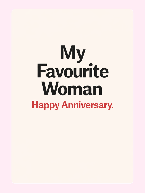 My Favourite Woman Anniversary Cake Card