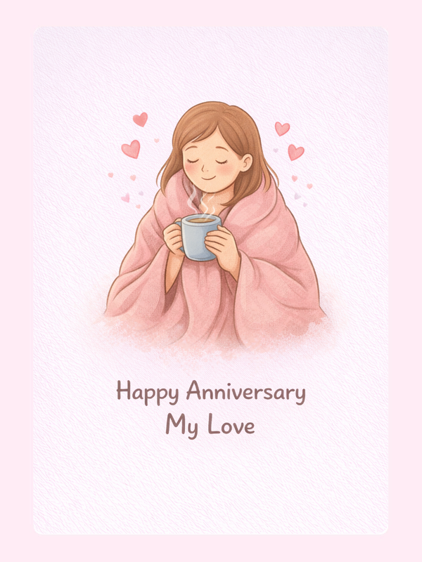 Cosy Blanket My Love Anniversary Cake Card