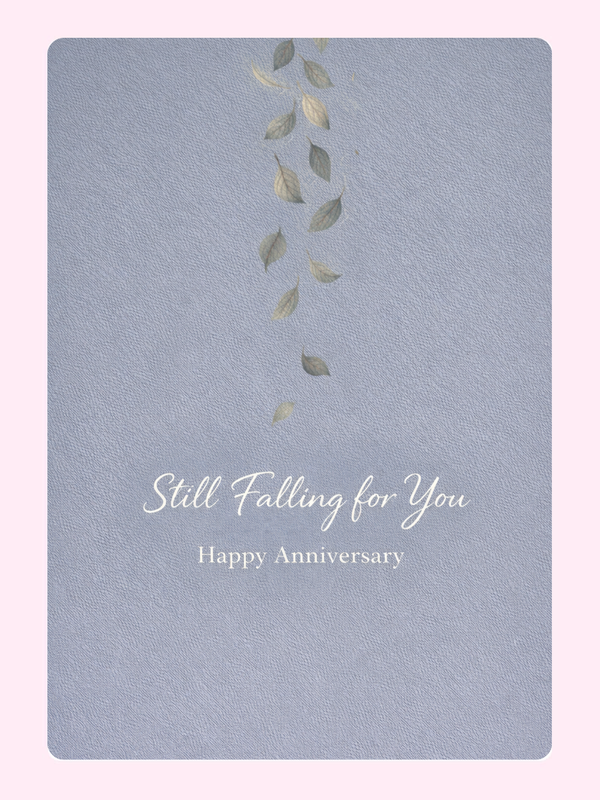 Still Falling For You Anniversary Cake Card