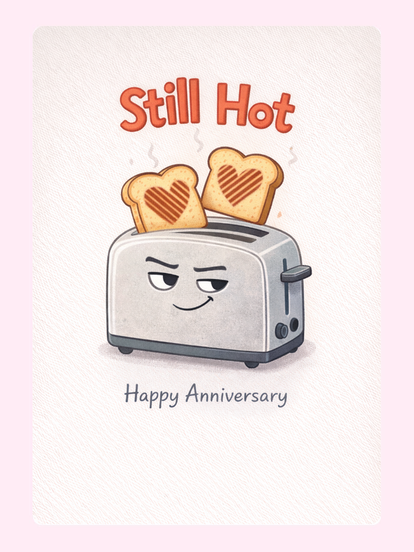 Still Hot Funny Toaster Anniversary Cake Card