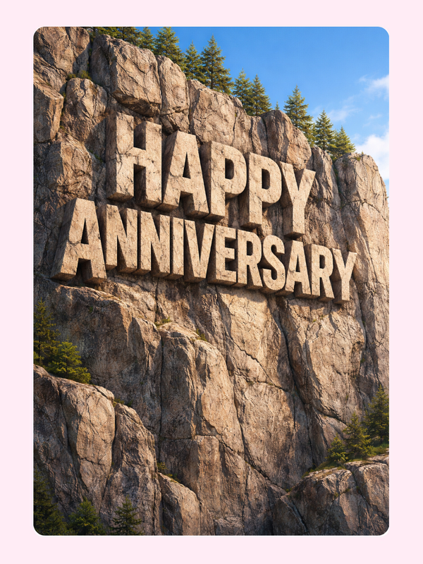 Carved In Stone Anniversary Cake Card