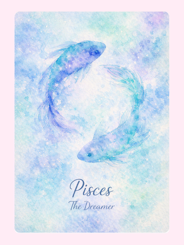 Pisces The Dreamer Birthday Cake Card