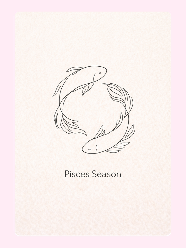 Pisces Season Line Art Birthday Cake Card