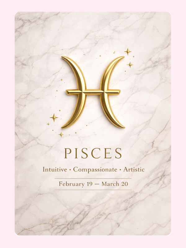 Pisces Marble Symbol Birthday Cake Card