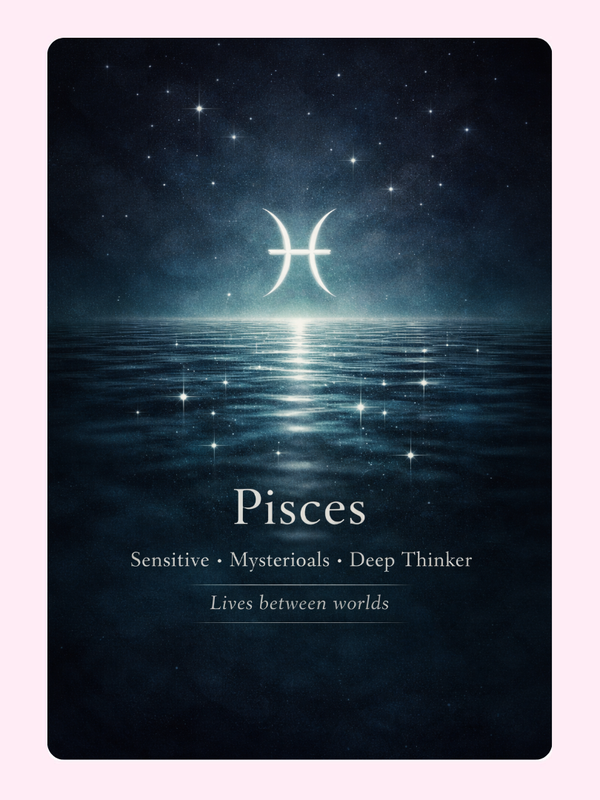 Pisces Moonlit Sea Birthday Cake Card