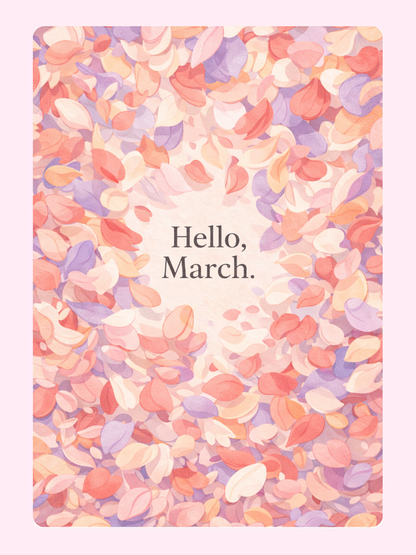 Hello March Petals Cake Card, just because