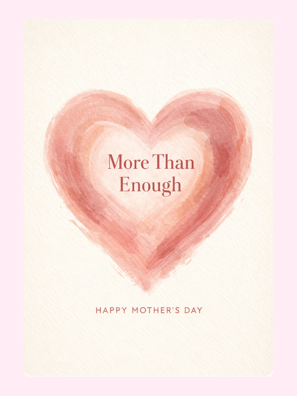 More Than Enough Watercolour Heart Cake Card, for Mum