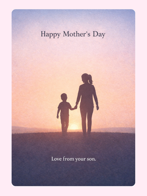 Sunset Walk From Your Son Cake Card, for Mum