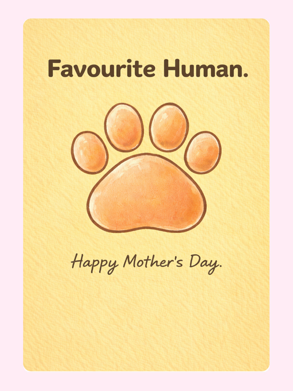Favourite Human Paw Print Cake Card, Mother's Day