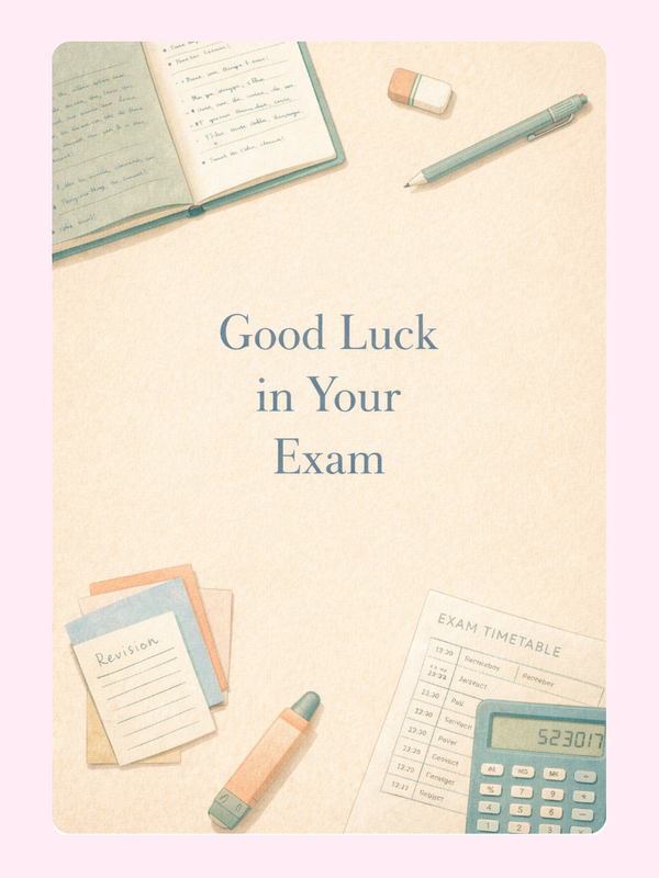 Exam Desk Good Luck Cake Card