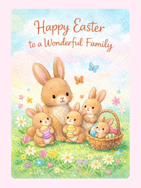 Happy Easter Wonderful Family Cake Card, for kids