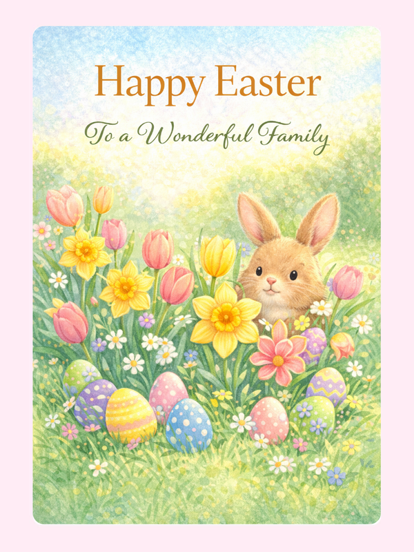 Easter Meadow Wonderful Family Cake Card, for kids