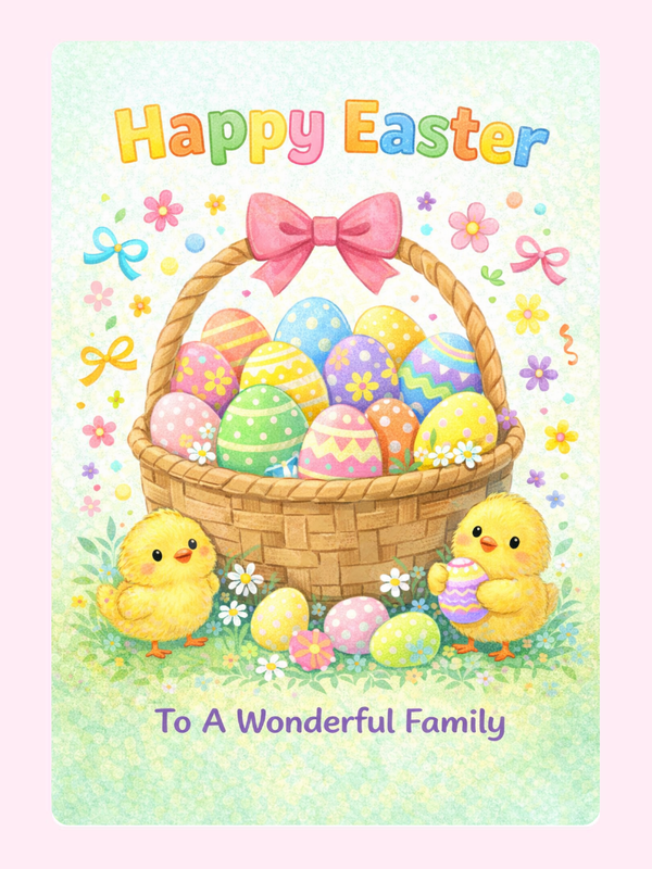 Easter Basket Wonderful Family Cake Card, for kids