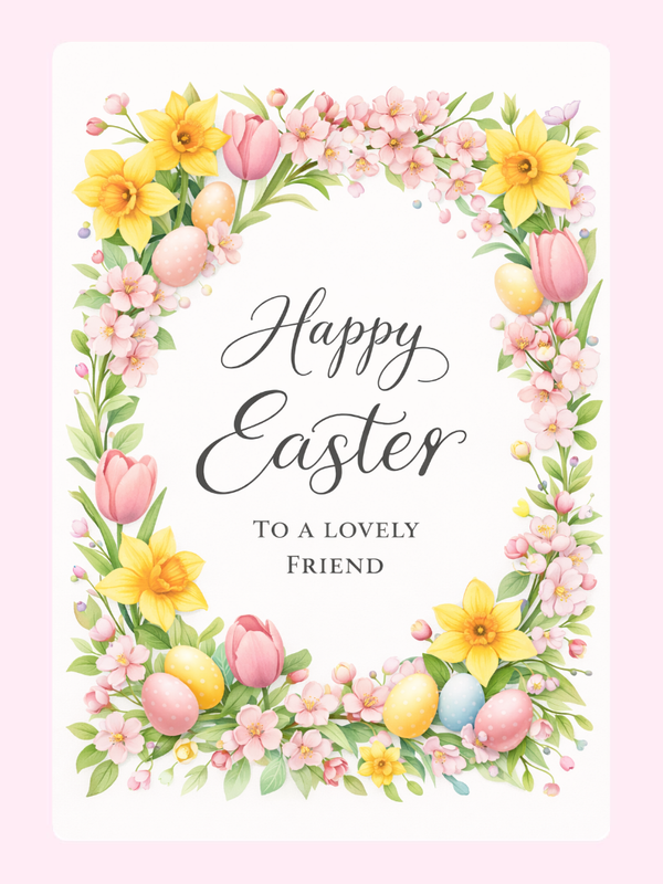 Easter Blossom Wreath Friend Cake Card