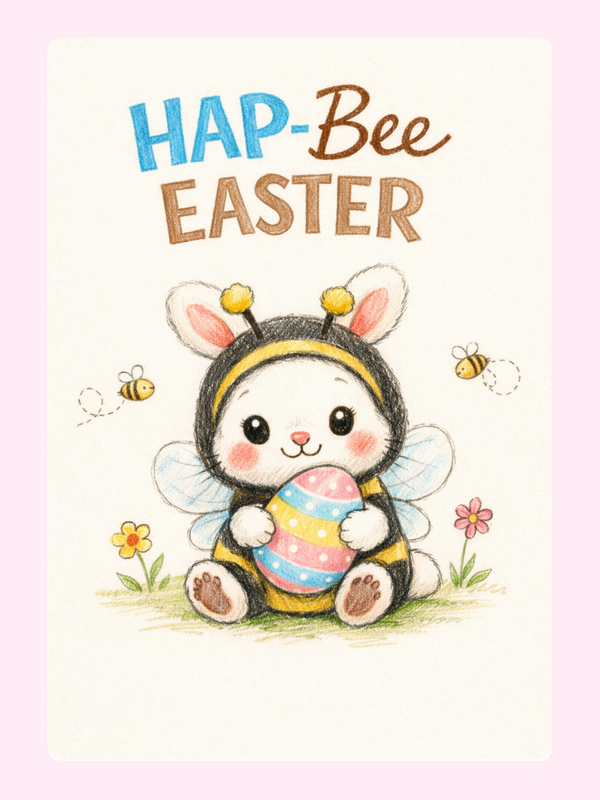 Hap-Bee Easter Bumblebees Cake Card, for kids