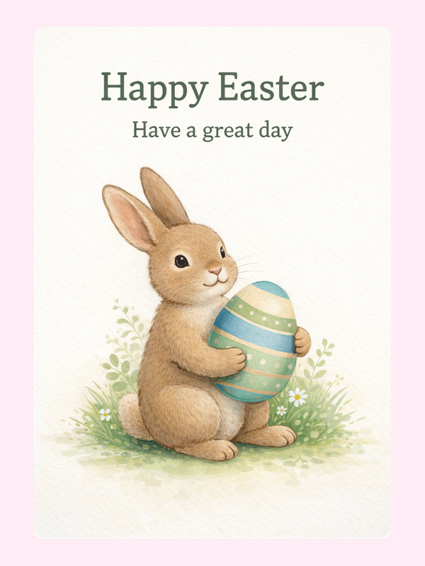 Bunny Have A Great Day Cake Card, for kids