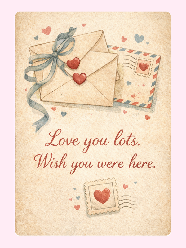 Love You Lots Wish You Were Here Cake Card, just because