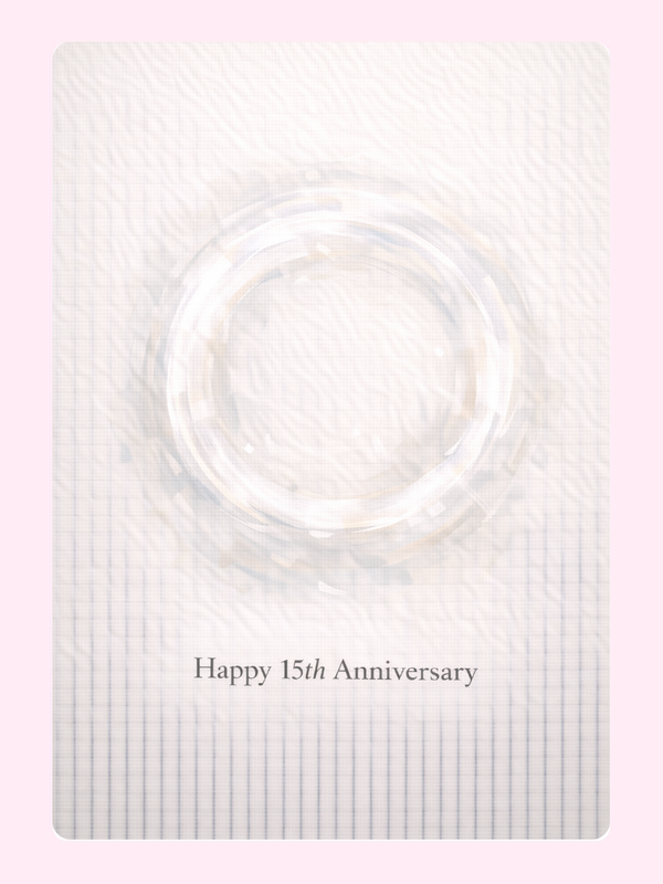 Crystal Ring 15th Anniversary Cake Card letterbox cake card with freshly baked cake slices