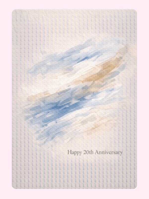Blue Abstract 20th Anniversary Cake Card letterbox cake card with freshly baked cake slices