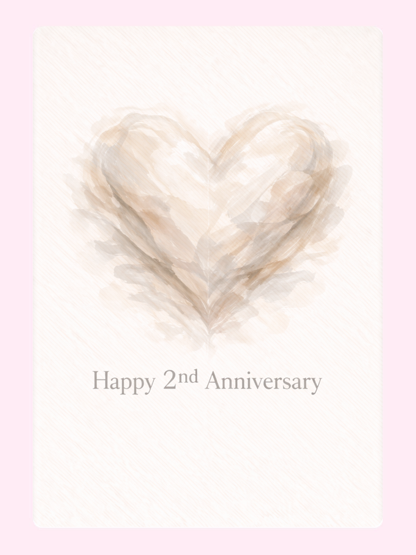 Cotton Heart 2nd Anniversary Cake Card