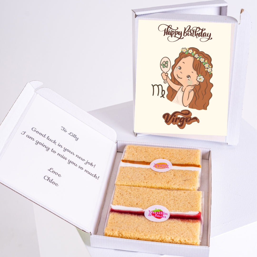 Mum and Dad – Birthday gift with Virgo illustration and message.