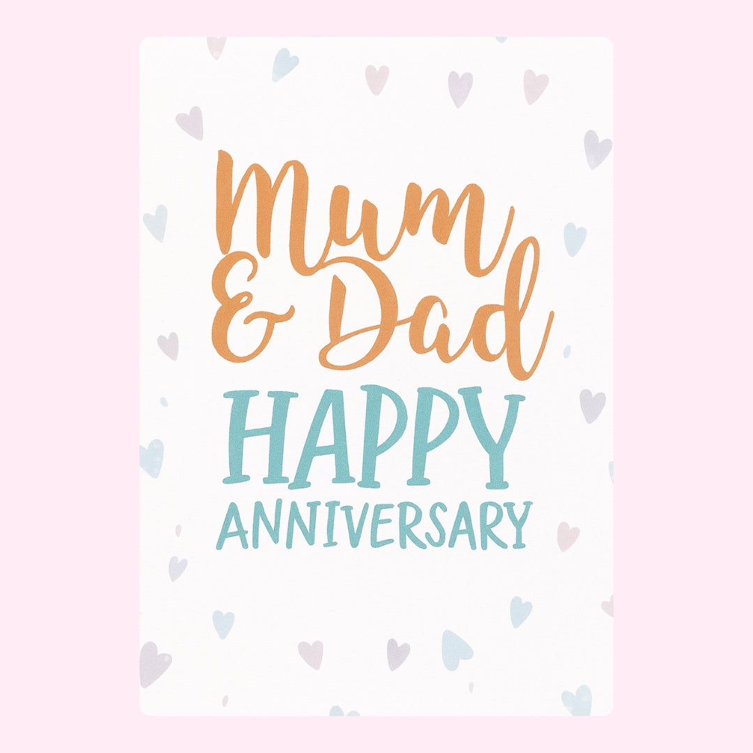 Mum and Dad celebrating their anniversary with a colourful design.