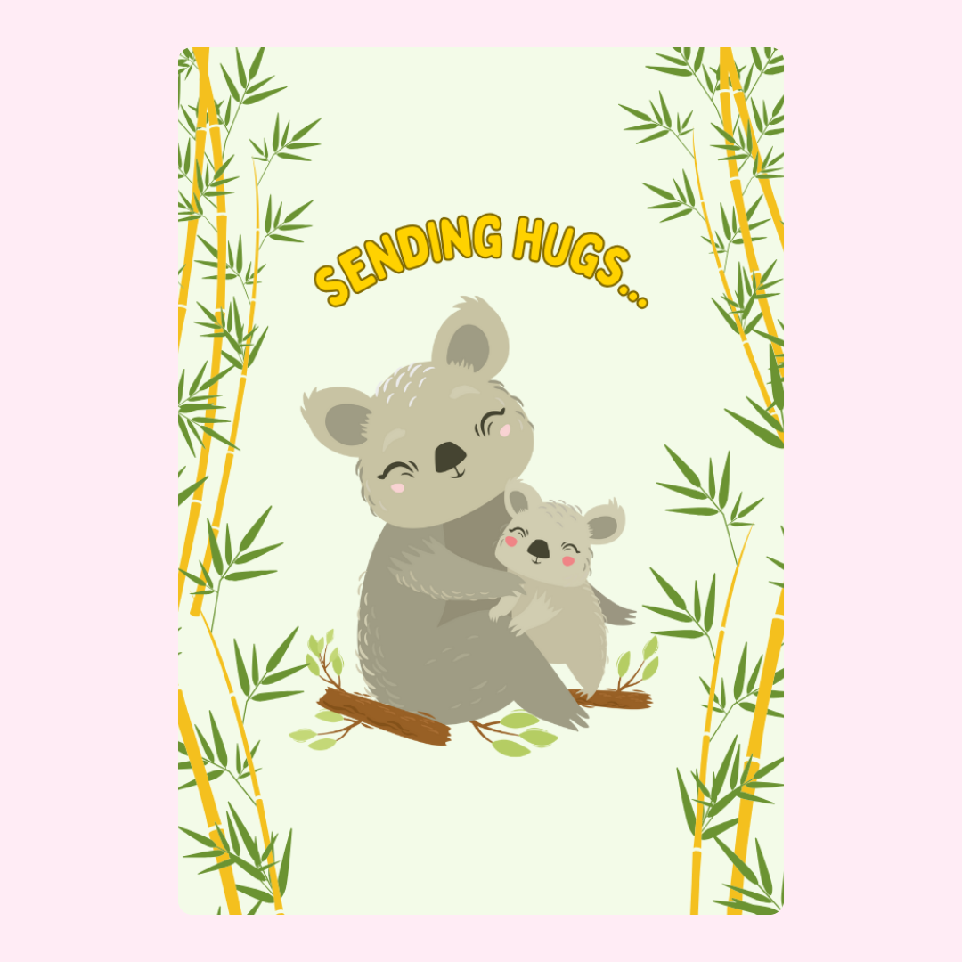 Koala bear card sending hugs