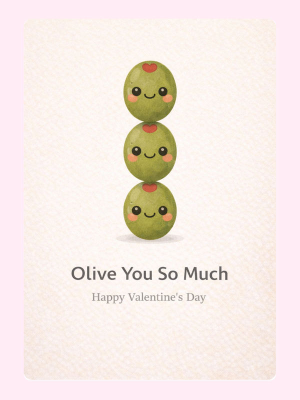 Olive You So Much Cake Card, Valentine's Day