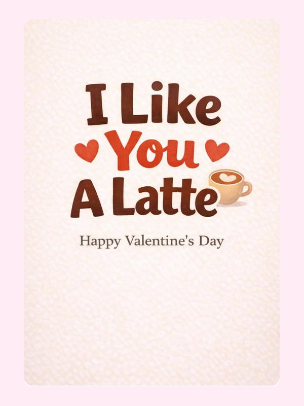 I Like You A Latte Cake Card, Valentine's Day