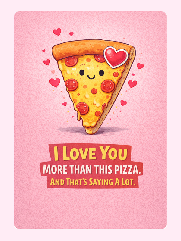 Pizza Valentines Cake Card