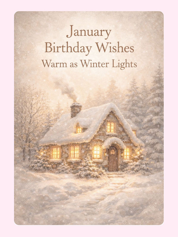January Winter Lights Cake Card, birthday