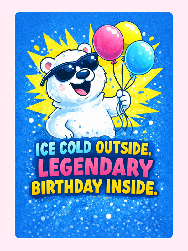 January Cool Bear Cake Card, birthday