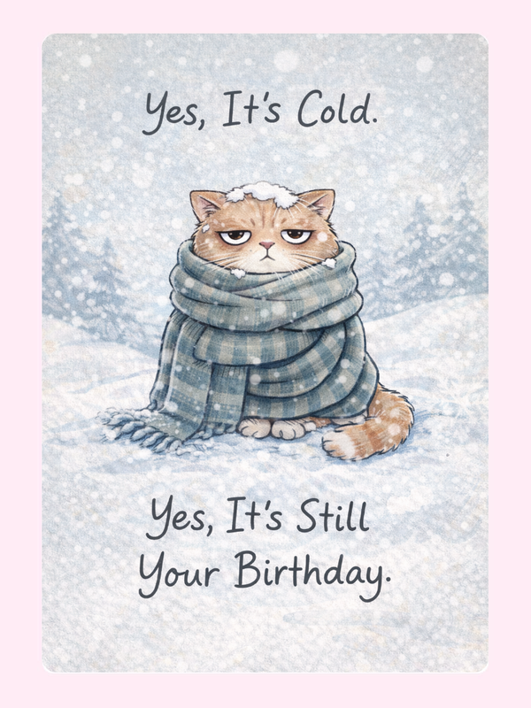 January Frozen Cat Cake Card, birthday