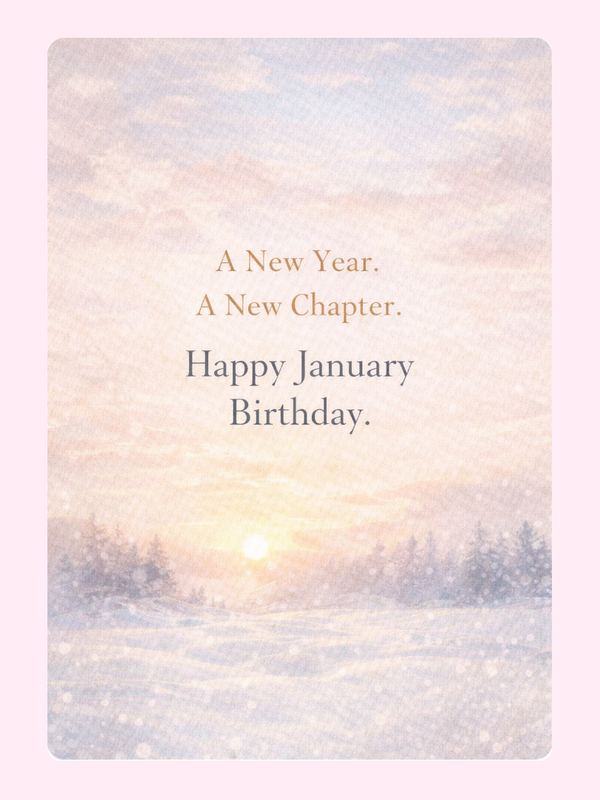 January New Chapter Cake Card, birthday