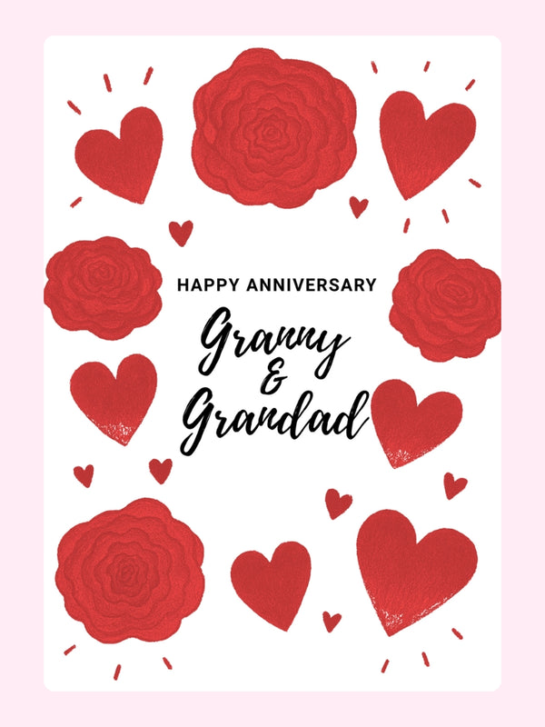 Granny And Grandad Anniversary Cake Card, for grandparents