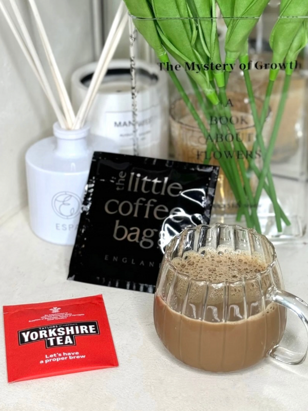Coffee and Yorkshire Tea on a counter