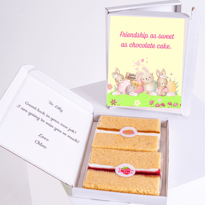 Easter card and cake in a box with personalized note